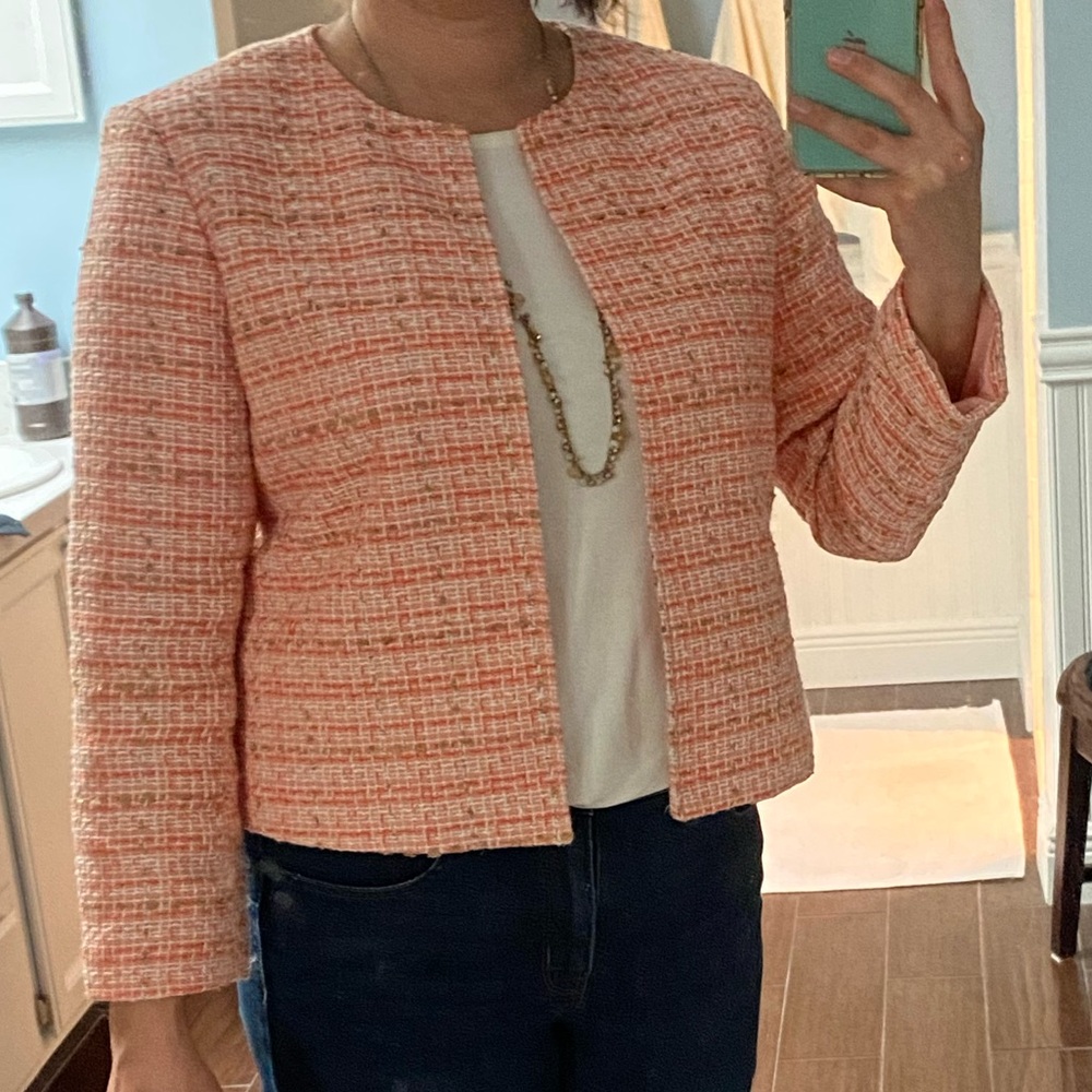 Ann Taylor Women's Coral Tweed Blazer